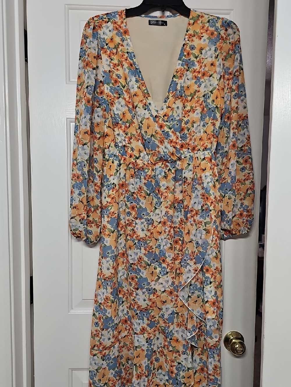 Springtime Floral V-Neck High-Low Dress in Multi-Color